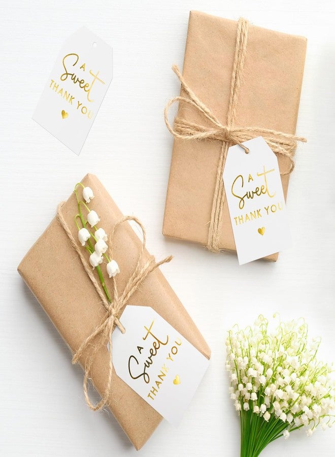 joycraft A Sweet Thank You Tags, 50Pcs Gold Foil Gift Tags with String, 3x2 in White Kraft Paper Hangtags, Sweet Thank You Lables for Wedding, Baby Shower, Birthday, Anniversary, Gift Wrap - Image 5